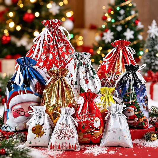 6 Bolsas para Regalo Navideño Varios Tamaños en el Paquete.